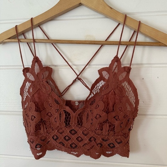 Free People FP One Adella Crochet Lace Sexy Boho Bralette in Copper XS - Picture 6 of 12